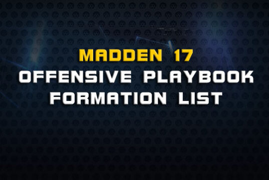 Madden 17 Offensive Playbook Formation List
